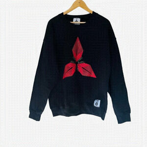 graphic Black Sweatshirt-Minimalist Abstract Geometric Streetwear-Size Large